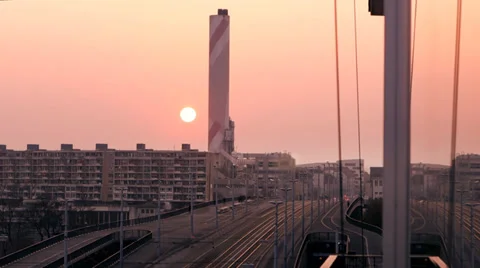 Time lapse. sunset urban scene. Stock Footage 37146049