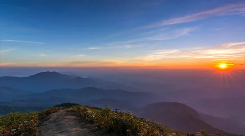 Time Lapse Sunset On Valley At Doi Inthanon National Park Of Chiang Mai,Thailand Stock Footage 57130065