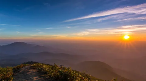 Time Lapse Sunset On Valley At Doi Inthanon National Park Of Chiang Mai,Thailand Stock Footage 57130096