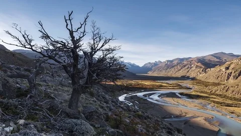 Time Lapse. Sunset in the valley of South Patagonia near El Chalten Argentina. Stock Footage 79505447