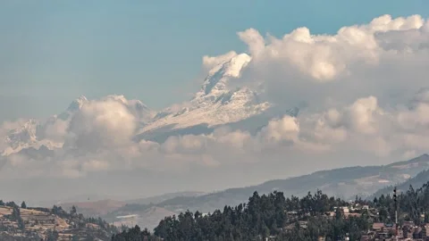 Time lapse of sunset view of Andes mountain peaks covered with snow at sunset. Stock Footage 251482194