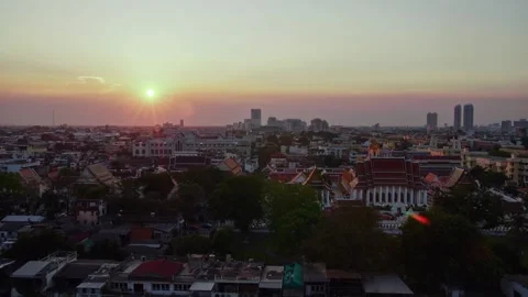 Time lapse sunset view from Golden Mount Temple at Bangkok, Thailand. Stock Footage 155452581