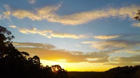 Time Lapse Sunset in Winter Over the Aussie Bush  Stock Footage 67440422