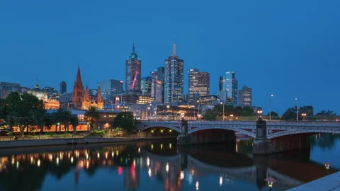 Time lapse of sunset, Yarra River, Melbourne, Victoria, Australia Stock Footage 155929520