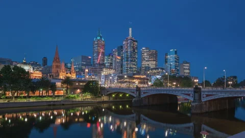 Time lapse of sunset, Yarra River, Melbourne, Victoria, Australia Stock-Footage 221470548