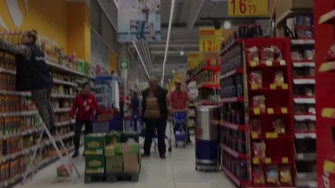 Time lapse in a supermarket shooping Stock Footage 74312113