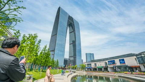Time lapse of Suzhou downtown district Stockbeeldmateriaal 107610073