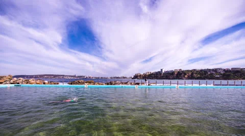 Time lapse of Swimmer in blue Ocean Pool Profile 173GYCC NTSC Video stock 26588076