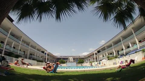 Time Lapse of Swimming Pool in Summer Resort Apartments Stock Footage 11526651