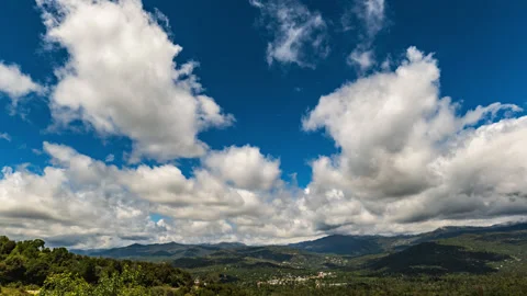 Time Lapse of Swirling Clouds Above California Sierra Nevada Mountain Town Stock Footage 279785041