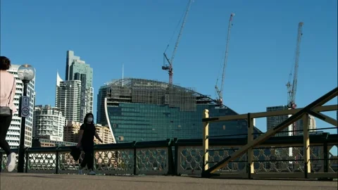 Time lapse Sydney Darling Harbour regeneration and commuters 4K Stock Footage 157793114