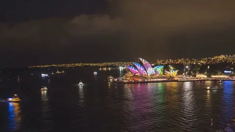  time lapse of sydney during the 2017 vivid lights festival Stock Footage 76178140