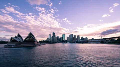 Time lapse Sydney Harbour Sunset Wide Shot NTSC Stock Footage 33565224
