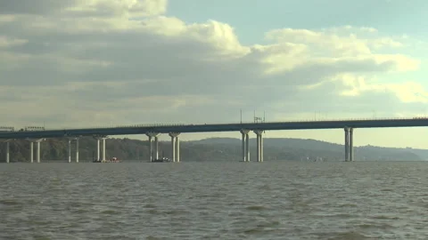 Time Lapse Tappan Zee Bridge Hudson River Stock Footage 139818416