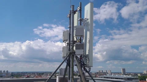 Time lapse of Telecom 4G, 5G Antennas of Cellular Mobile Base Station on Stock Footage 133344976