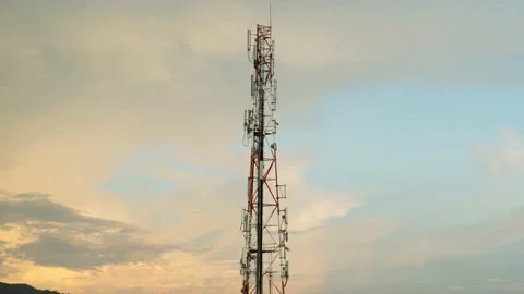 Time lapse of telecommunication base station , tower structure antennas of ce Stock Footage 168078741