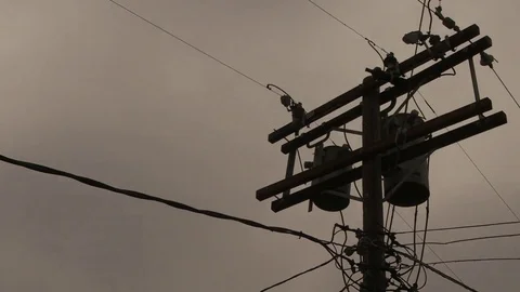Time Lapse of a Telephone Pole / Power Line on a Cloudy Day 動画素材 70471964