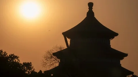 Time lapse of The Temple of Heaven during sunset in China's capital Beijing. Stock Footage 126751543