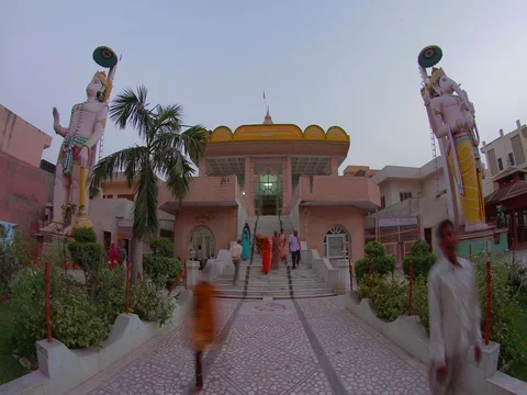 Time lapse of a temple in Vrindavan, India Stock Footage 73000616