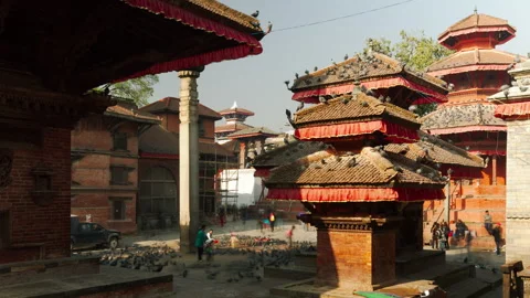 Time lapse of temples in Durbar Square, Kathmandu, Nepal Video stock 258432746