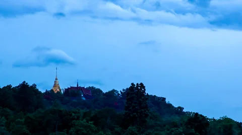 Time lapse of Thai temple on the mountain Stock Footage 39350419