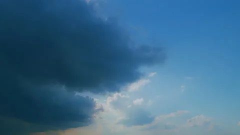 Time lapse. Thunder clouds before or after rain time. Dark storm clouds change Stock Footage