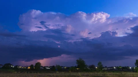 Time Lapse Thunderstorm And Lightning In Sky (Pan Shot) Stock Footage 38180051
