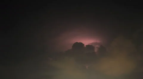 Time lapse of thunderstorm clouds at night with lightning ,4K 4096x2304. Stock Footage 51635857