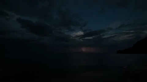 Time lapse thunderstorm clouds at night Stock Footage 66780798