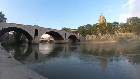 Time-lapse of Tiber river in Rome, Italy Stock Footage 89130633