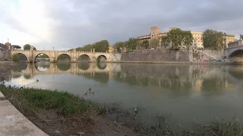 Time-lapse of Tiber river in Rome, Italy Stock Footage 89275673