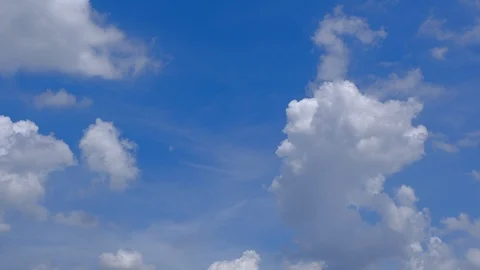 Time lapse, timelapse video of clear blue sky white fluffy clouds Stock Footage 123816827