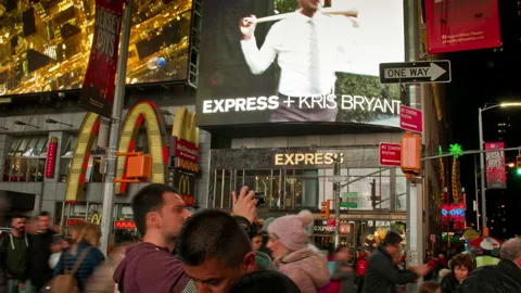 Time Lapse of Times Square crowds and traffic at evening. New York City, USA Stock Footage 143296809