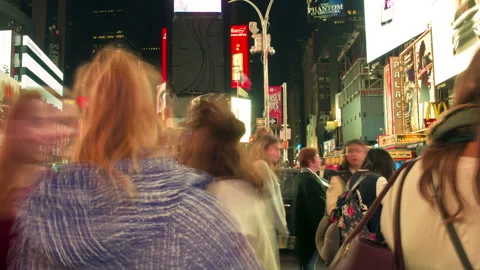 Time Lapse of Times Square crowds and traffic at evening. New York City, USA Stock Footage 143297378