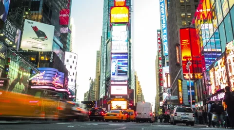 Time lapse of Times Square. From day to night. Manhattan, New York. Stock-Footage 55748830