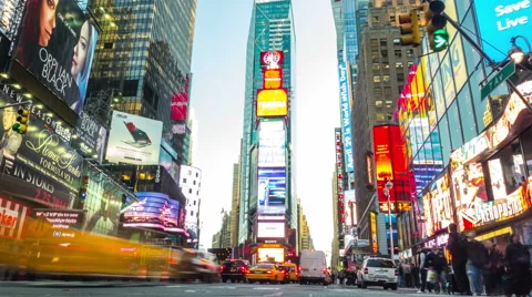 Time lapse of Times Square. From day to night. Zoom in. Manhattan, New York. US. Stock-Footage 55751450
