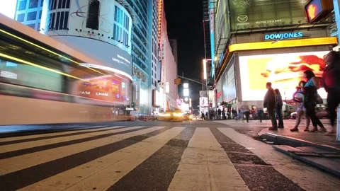 Time lapse of Times Square with lots of people and traffic, big boards with ads Stock Footage 155790798