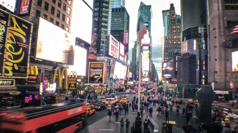 Time lapse of Times Square at sunset.  Video stock 43307576