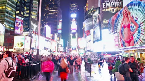Time lapse of Times Square traffic at night Stock Footage 22497236
