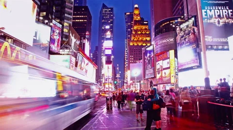 Time lapse of Times Square traffic at evening Stock Footage 45933330