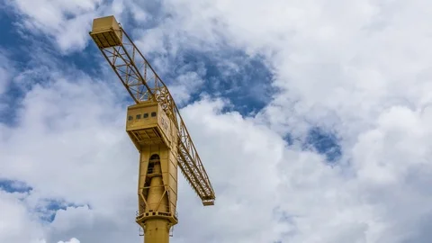 Time lapse on the Titan yellow crane in Nantes Stock Footage 77136011