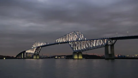 Time-lapse: Tokyo gate bridge at dusk Stock Footage 151938379