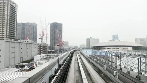 Time-lapse Tokyo monorail, Automatic train ride in Tokyo Stock Footage 150609674