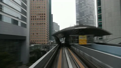 Time-lapse Tokyo monorail, Automatic train ride in Tokyo 库存影片 150932364
