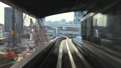 Time-lapse Tokyo monorail, Automatic train ride in Tokyo Stock Footage 152126759