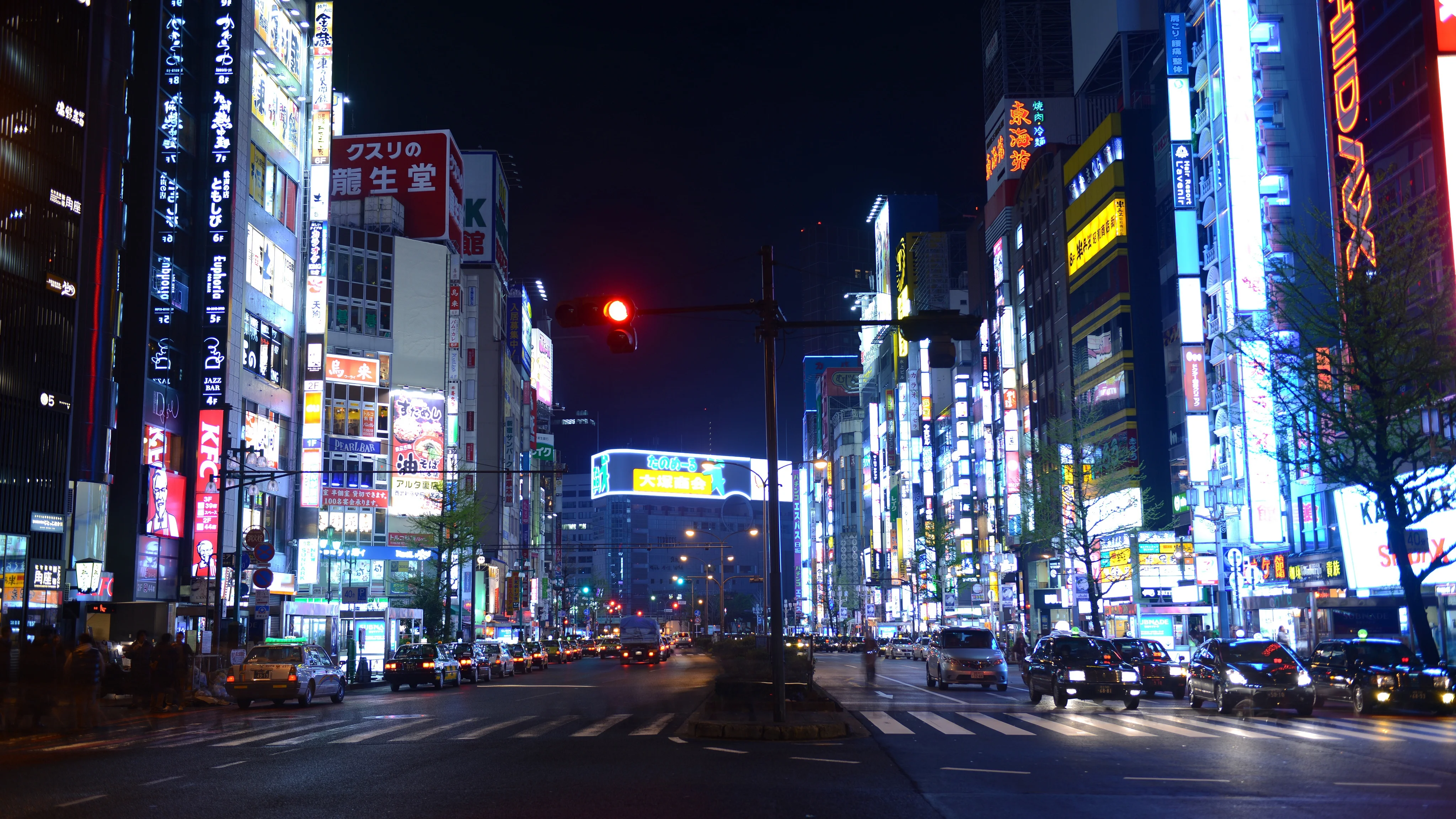 Time Lapse of Tokyo Shinjuku Cars Traffic on Busy Street Neon Signs Light Night