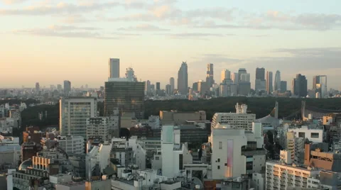 Time lapse Tokyo skyline at sunset Stock Footage 1014634