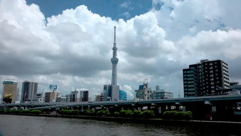 Time Lapse Of Tokyo Skytree, Tokyo, Japan Stock Footage 100760328