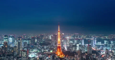 Time lapse-tokyo tower Stock Footage 60849773