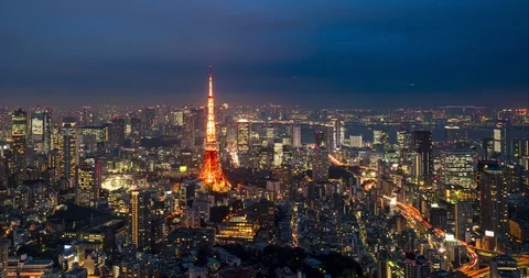 Time lapse - Tokyo Tower Stock Footage 125496954
